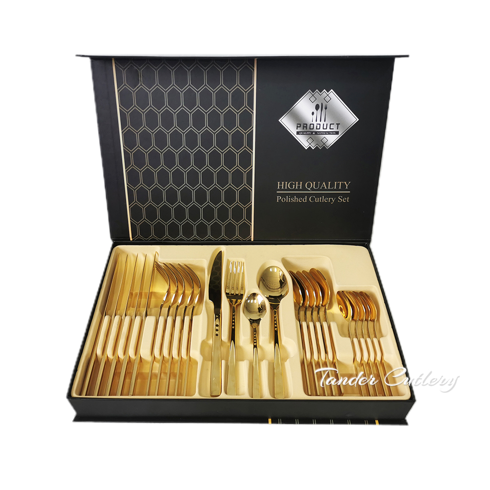 TG-2081  24 pcs Cutlery Set Gift Box with Tray Custom Design Color Box